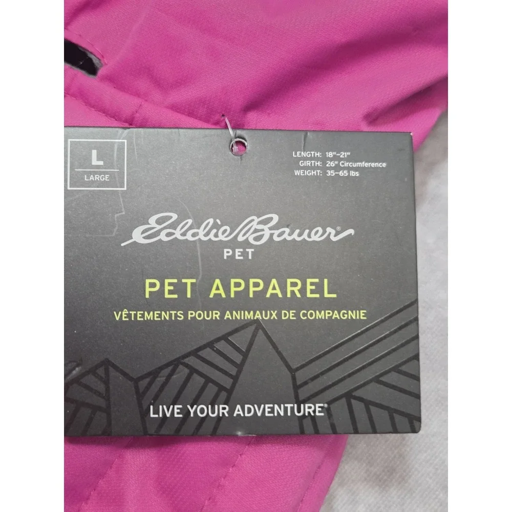 NEW Eddie Bauer Hooded Dog Pet Lined Parka Jacket Coat Hood Pink Large 18-21
